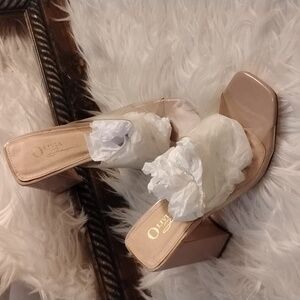 Olivia Ferragamo Chunky Heels, Clear Transparent Open Back . Size 5 1/2